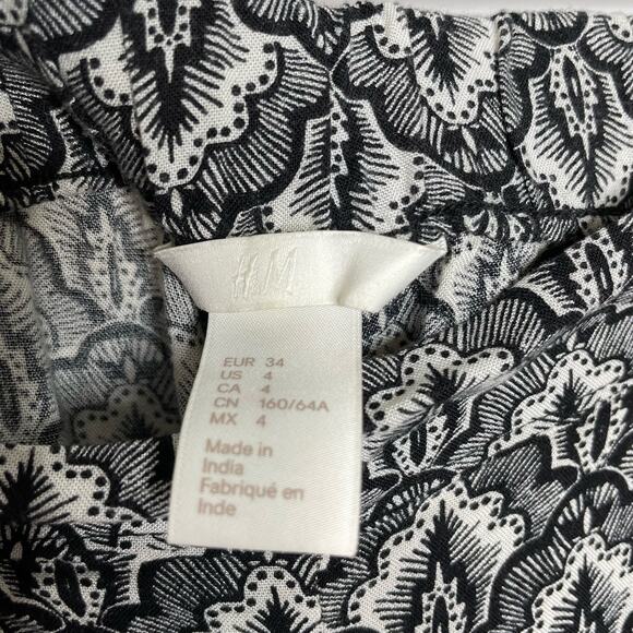 H&M Harem Trouser Pants Floral All Over Pattern Elastic Waist‎ Pocket Black 4 - Picture 6 of 13